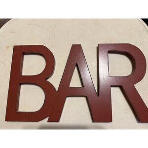 Bar Sign Minimal Basic Red Hanging Wall Decor Farmhouse 19 By 12 Inches